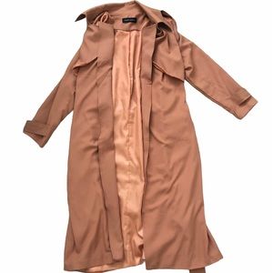 Brown tie-belt duster jacket